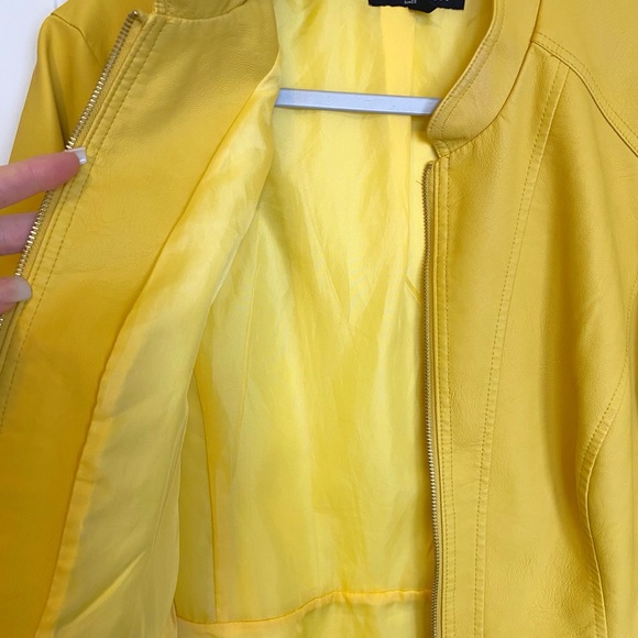 Bright Yellow Vegan Leather Jacket by BACCINI - Picture 8 of 8